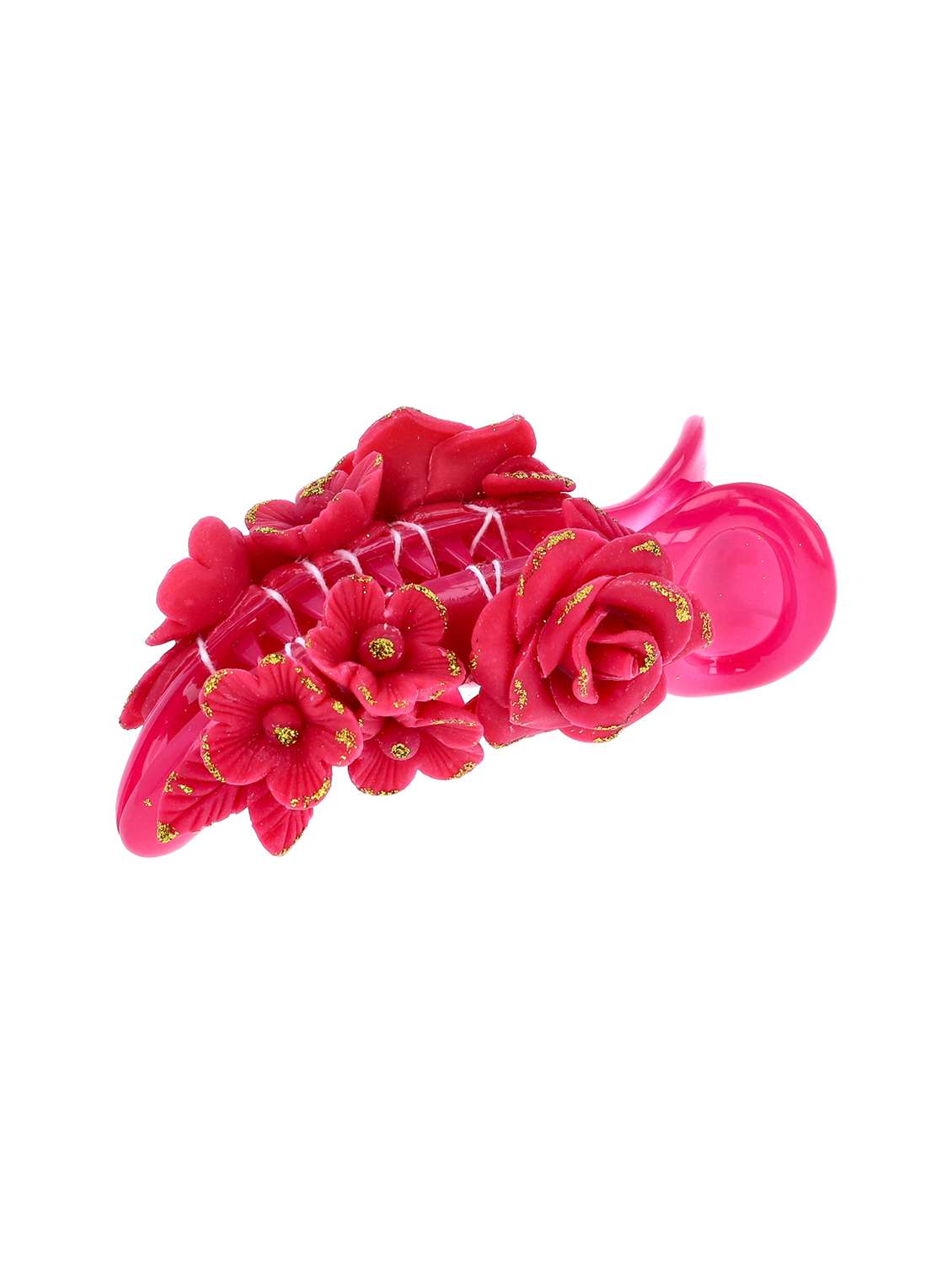 women handmade rose flower banana clip