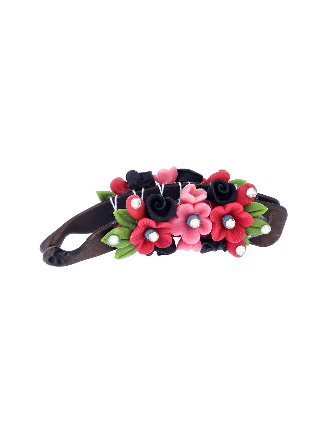 women handmade rose flower banana clip
