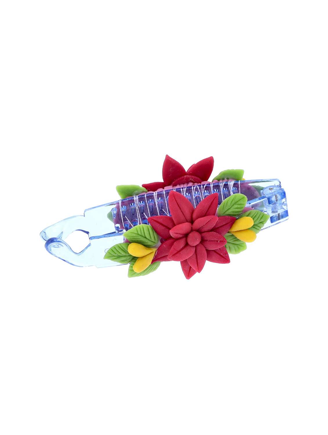 women handmade rose flower banana clip