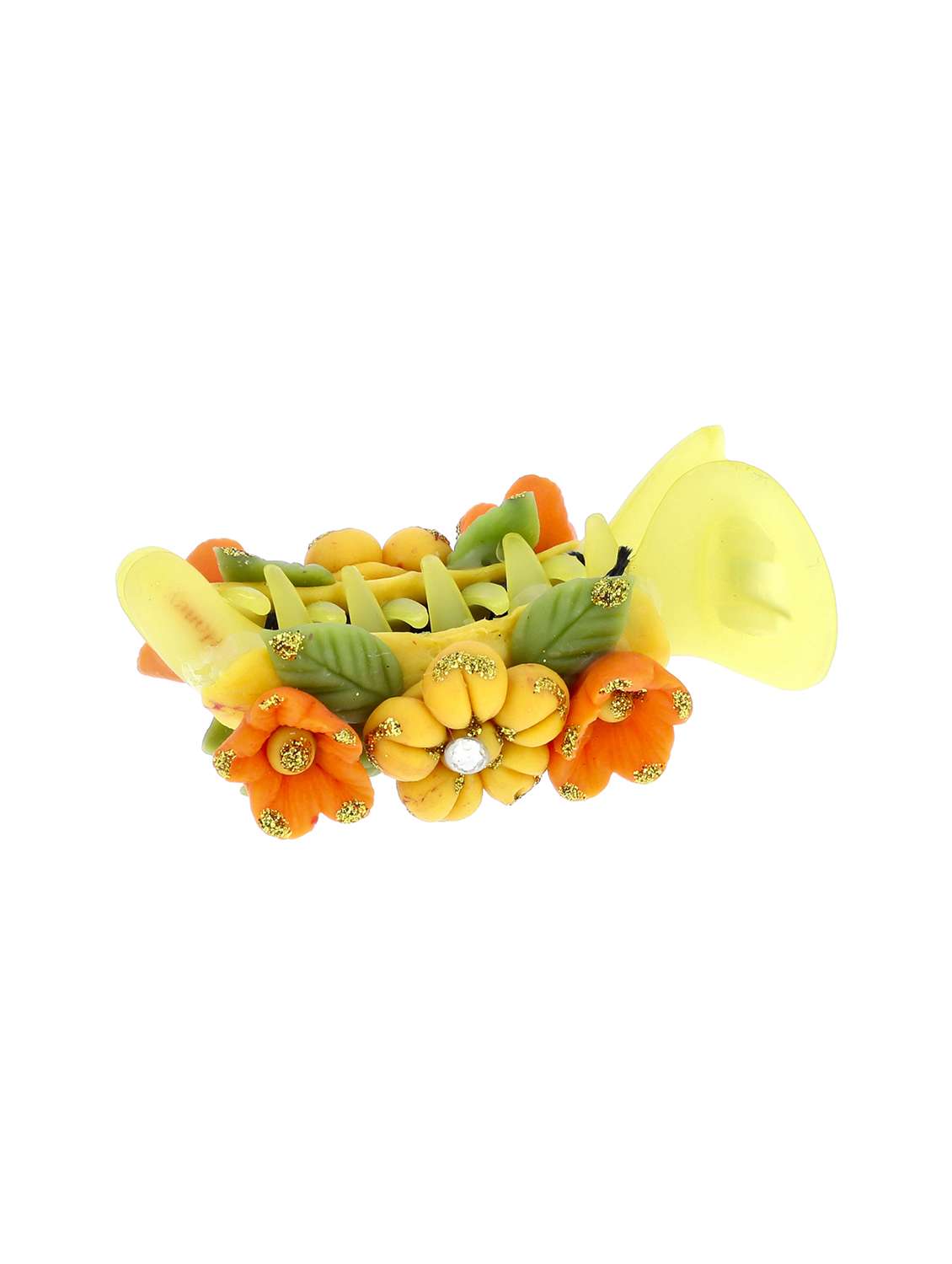 women handmade rose flower banana clip