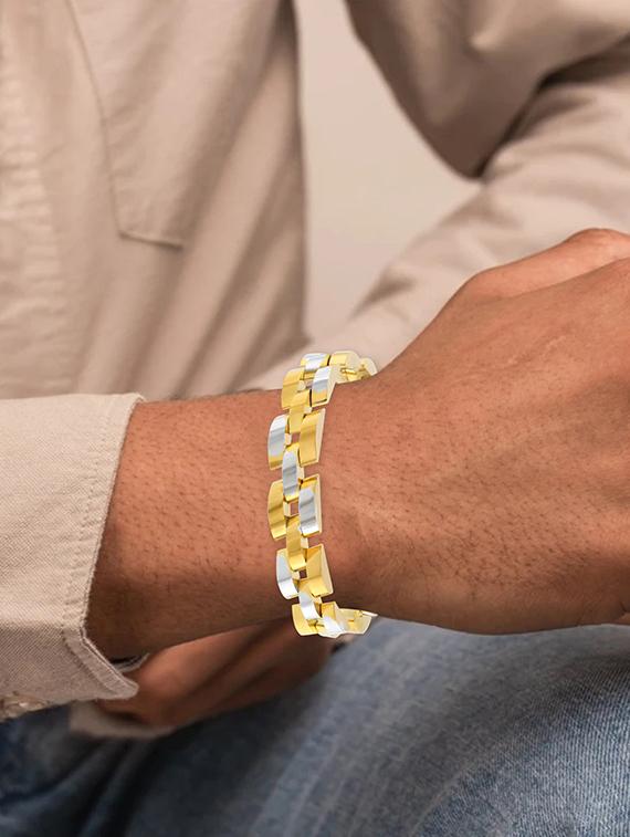 men gold brass bracelet - 21787446 - Standard Image - 3