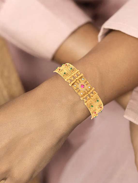 women gold brass bracelet - 21787447 -  Standard Image - 3