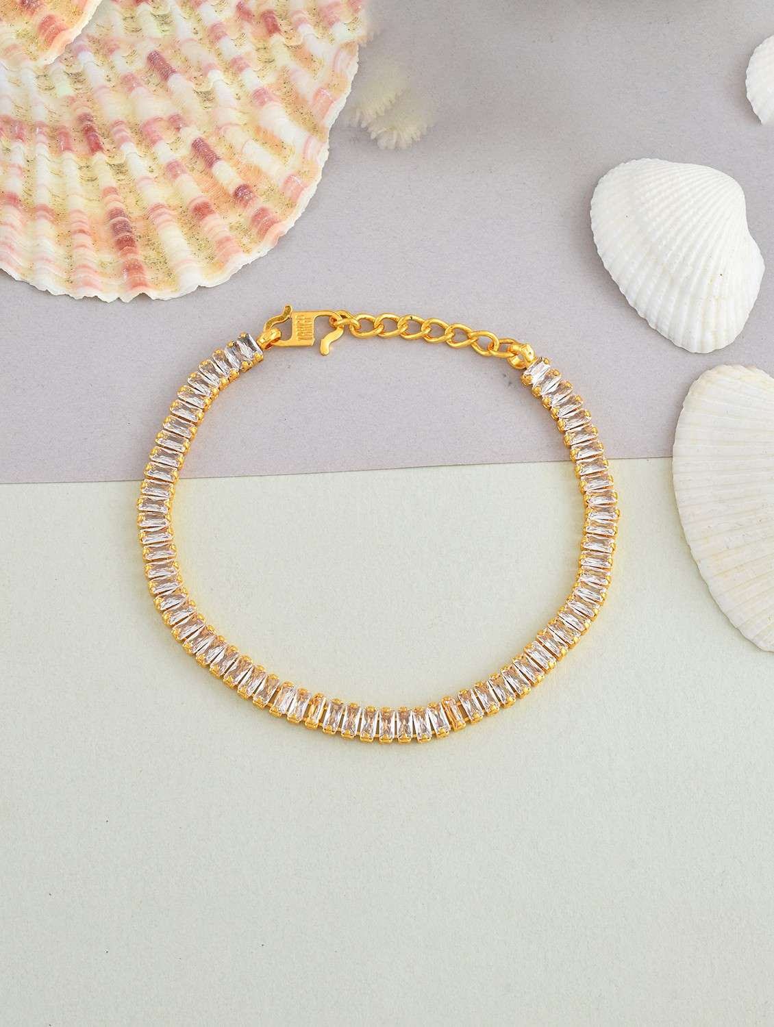 men gold brass stone detailed bracelet