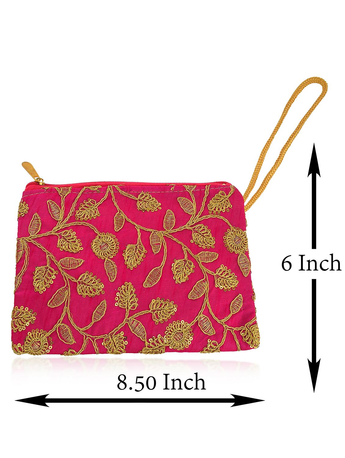 women pink embroidered clutch - 21788834 - Standard Image - 3