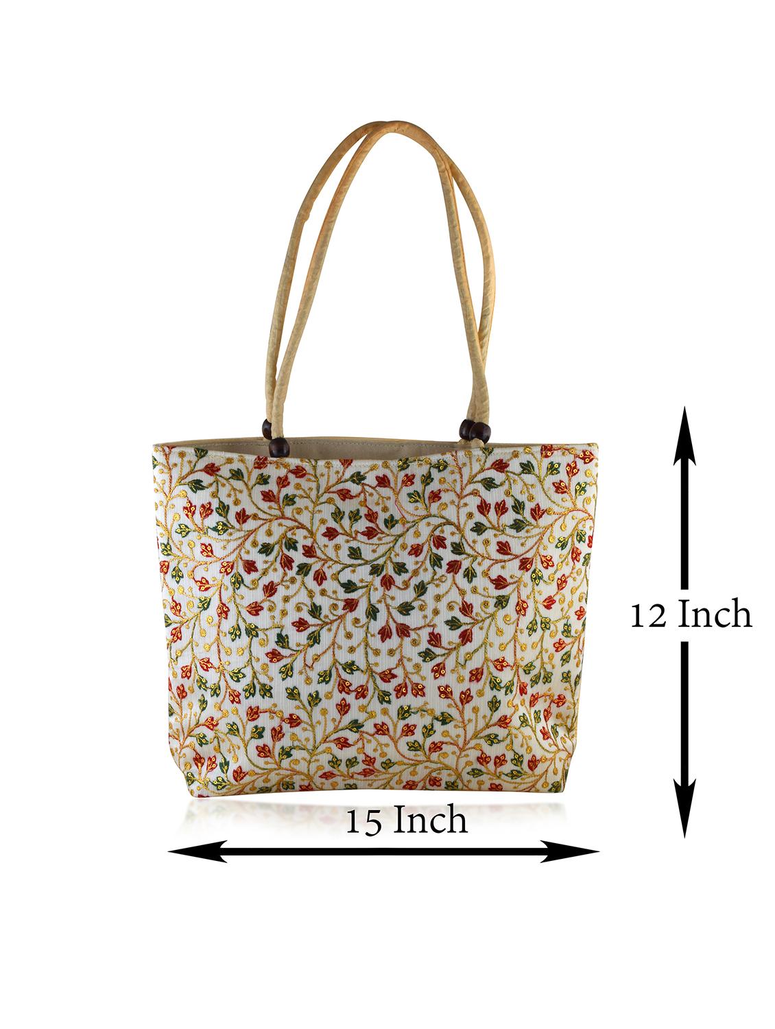 women cream embroidered handbag - 21788836 - Standard Image - 3