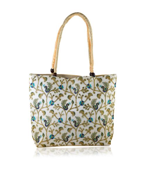 women off white embroidered handbag - 21788839 - Standard Image - 0