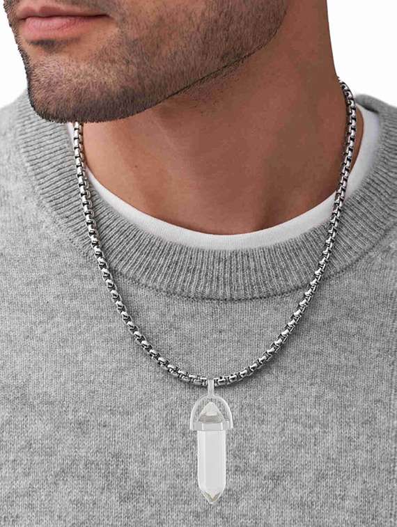 men white crystal pendant - 21788867 - Standard Image - 3