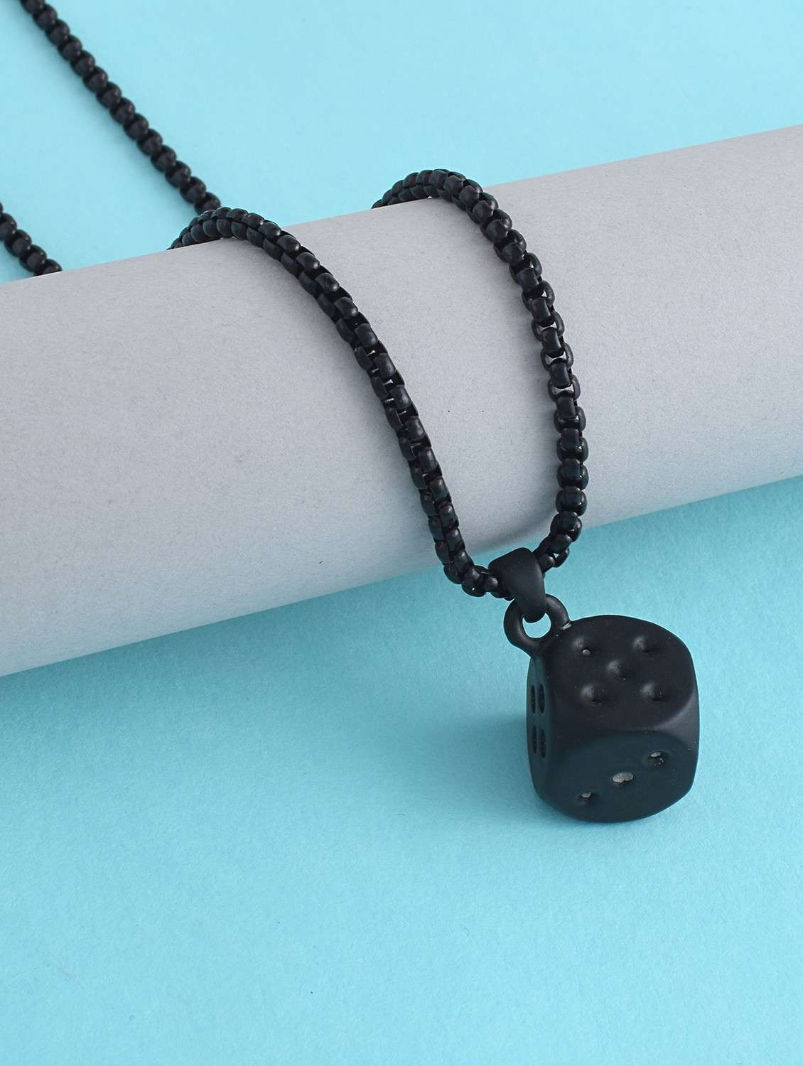 men black dice brass pendant