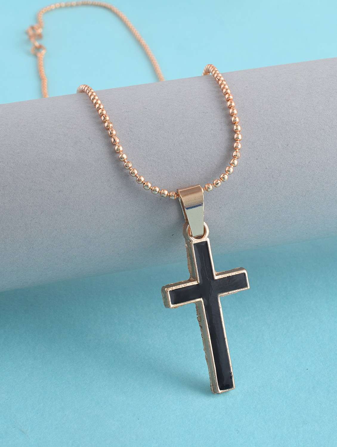 men brown cross brass pendant