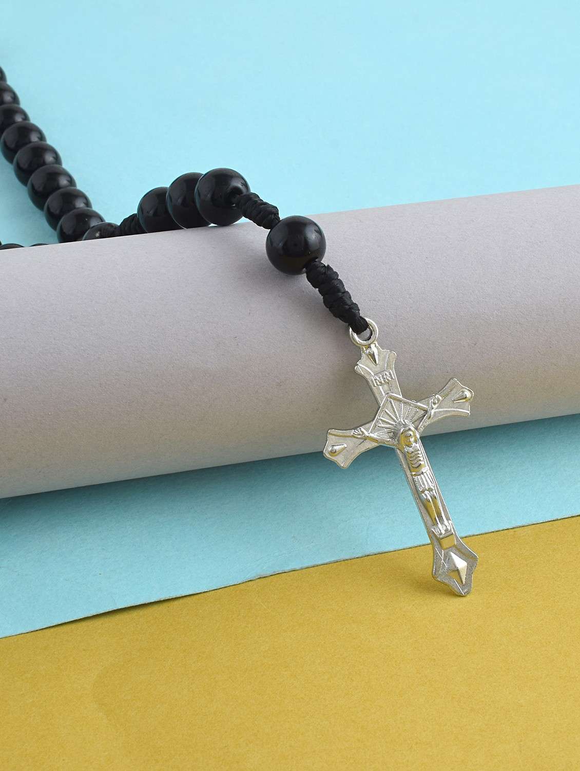 men sliver cross brass pendant