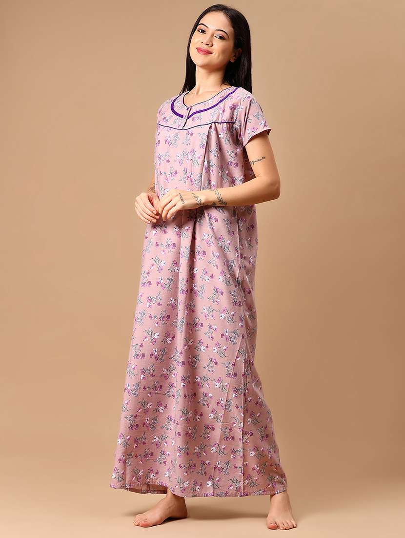 women floral print short sleeve nighty - 21789469 -  Standard Image - 3