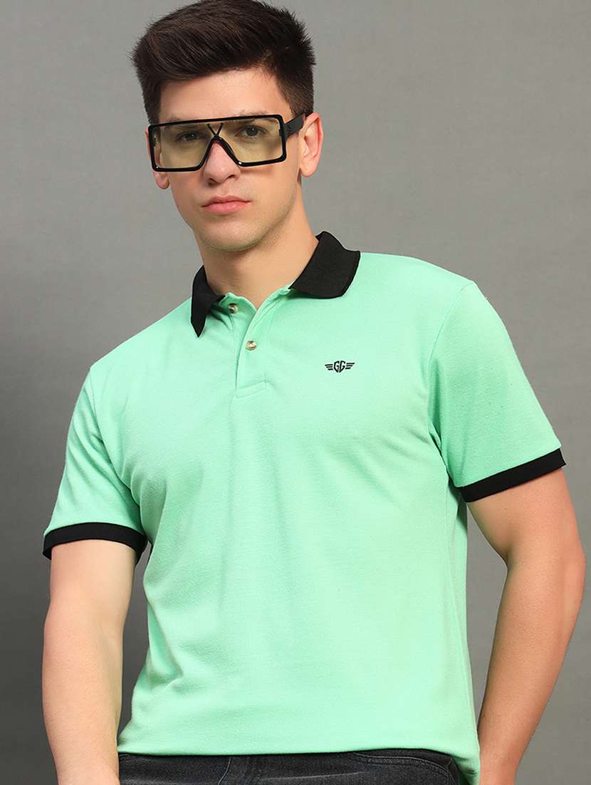 men solid short sleeve polo t-shirt