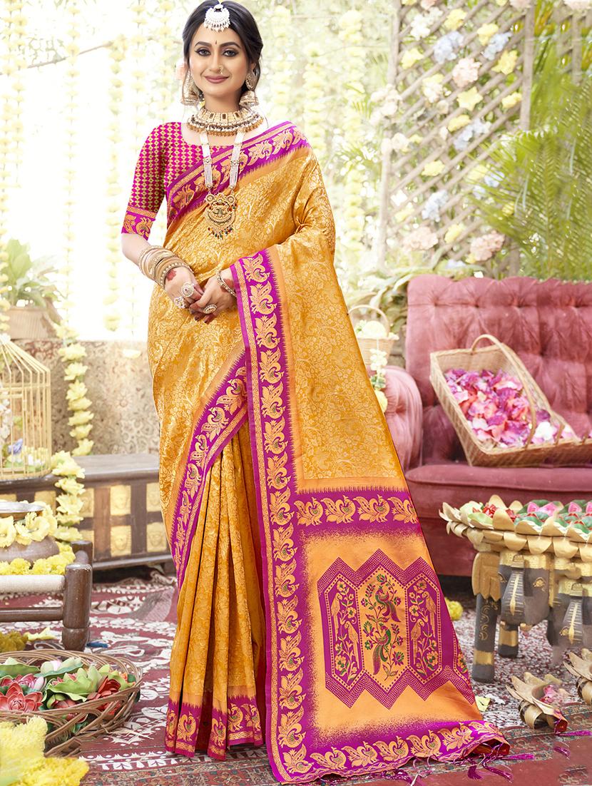 women self design banarasi festive wear saree with blouse - 21789615 - Zoom Image - 0