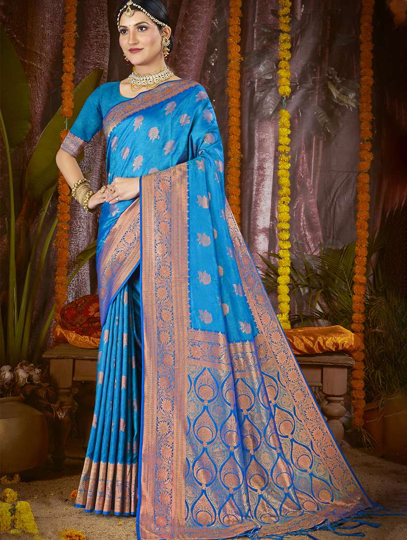 women self design banarasi festive wear saree with blouse