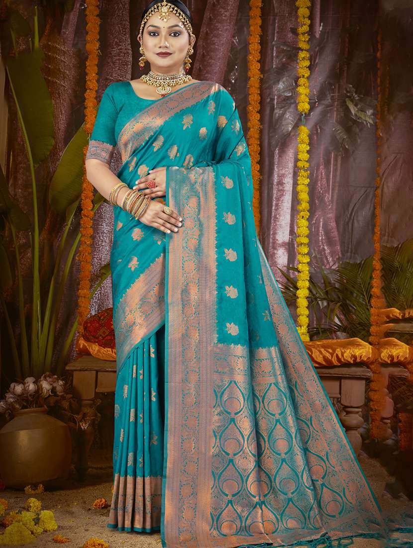women self design banarasi festive wear saree with blouse