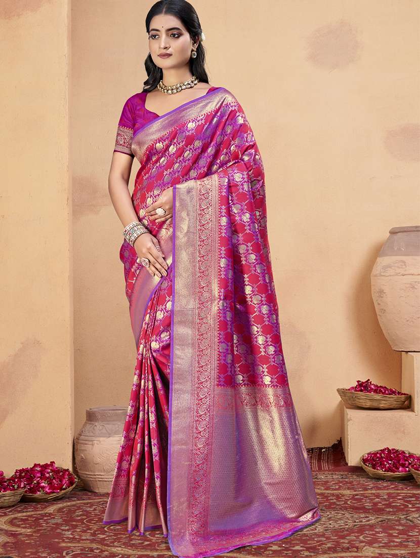 women self design banarasi festive wear saree with blouse - 21789687 - Zoom Image - 0