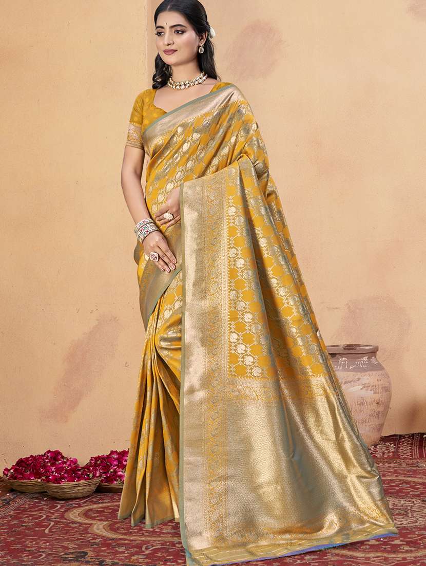 women self design banarasi festive wear saree with blouse
