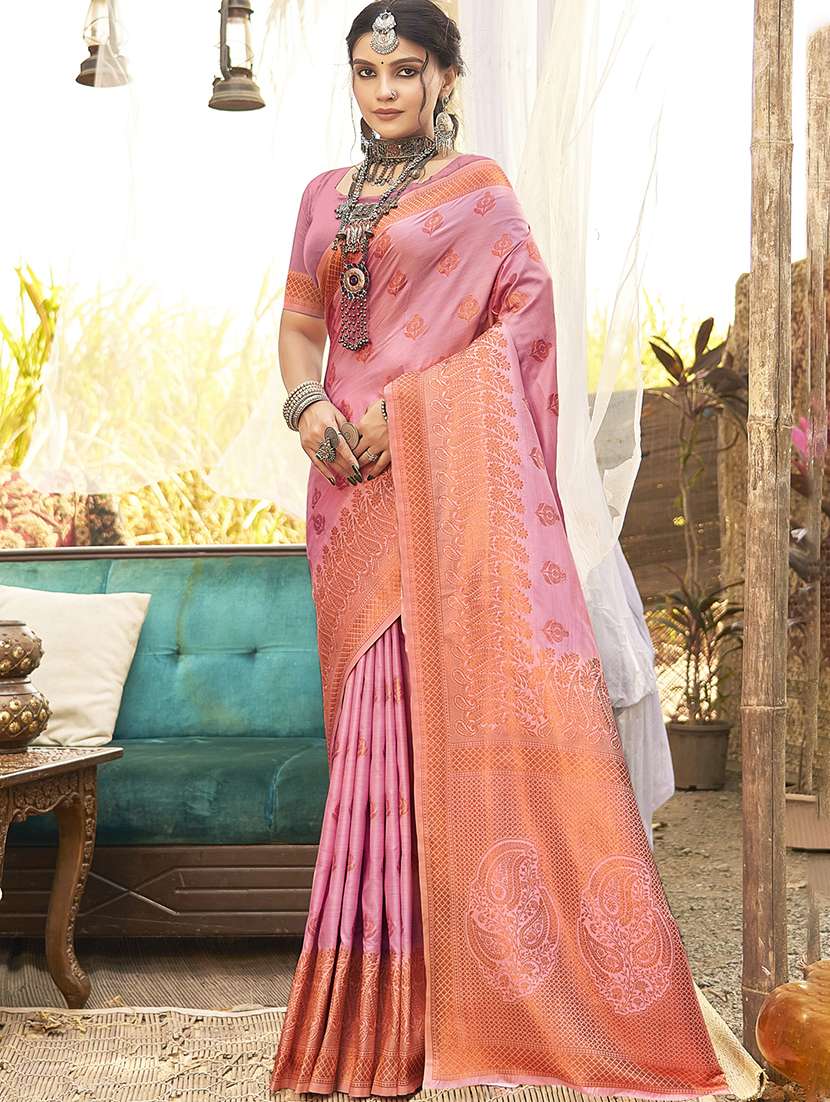 women self design banarasi saree with blouse