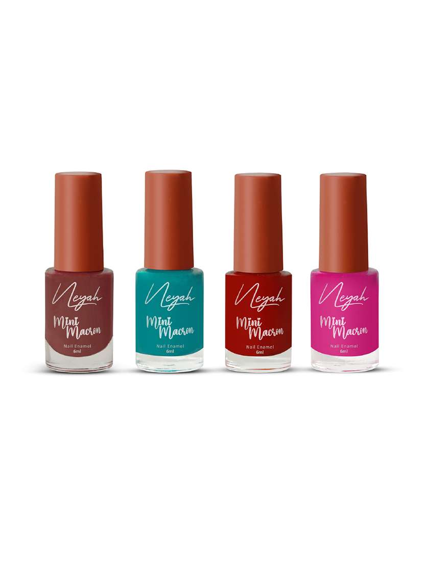 4pcs mini macron nail polish- 6 ml- 144 chestnut- 154 ocean- 106 red lake- 131 flamingo