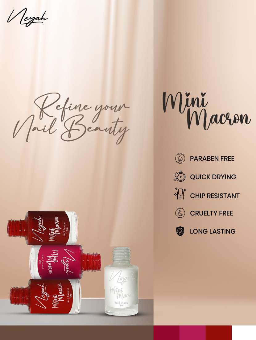 4pcs mini macron nail polish- 6 ml- 144 chestnut- 154 ocean- 106 red lake- 131 flamingo - 21789838 -  Standard Image - 3