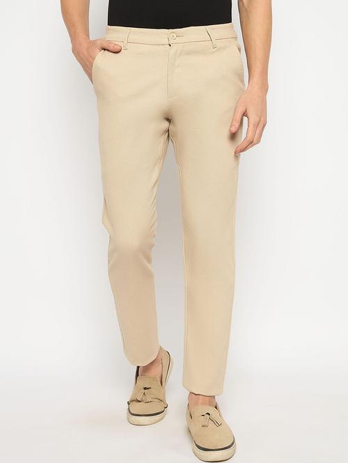 men solid mid rise casual chinos - 21790953 - Standard Image - 0