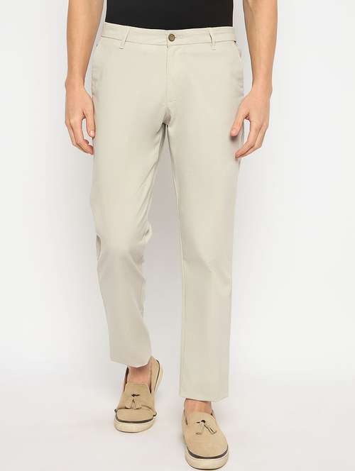 men solid mid rise casual chinos - 21790966 - Standard Image - 0