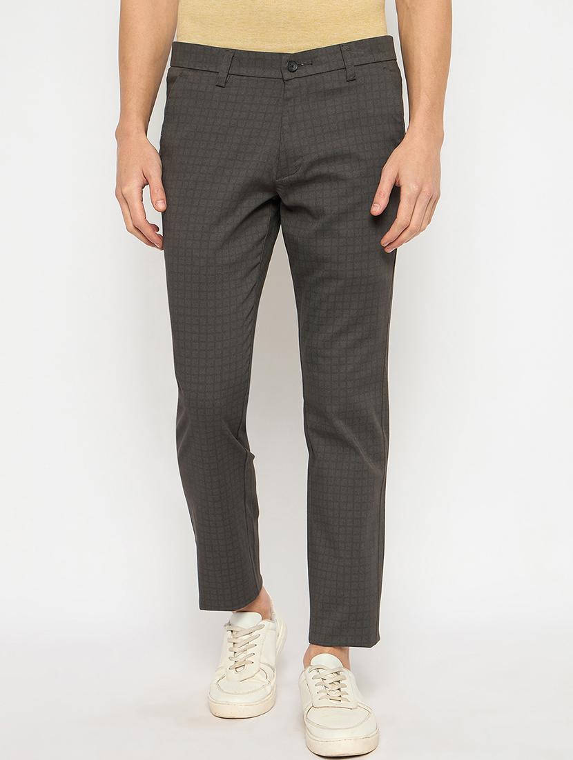 men solid mid rise casual chinos