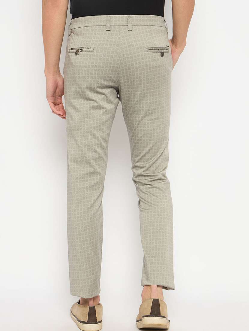 men checkered mid rise casual chinos - 21790976 -  Standard Image - 3