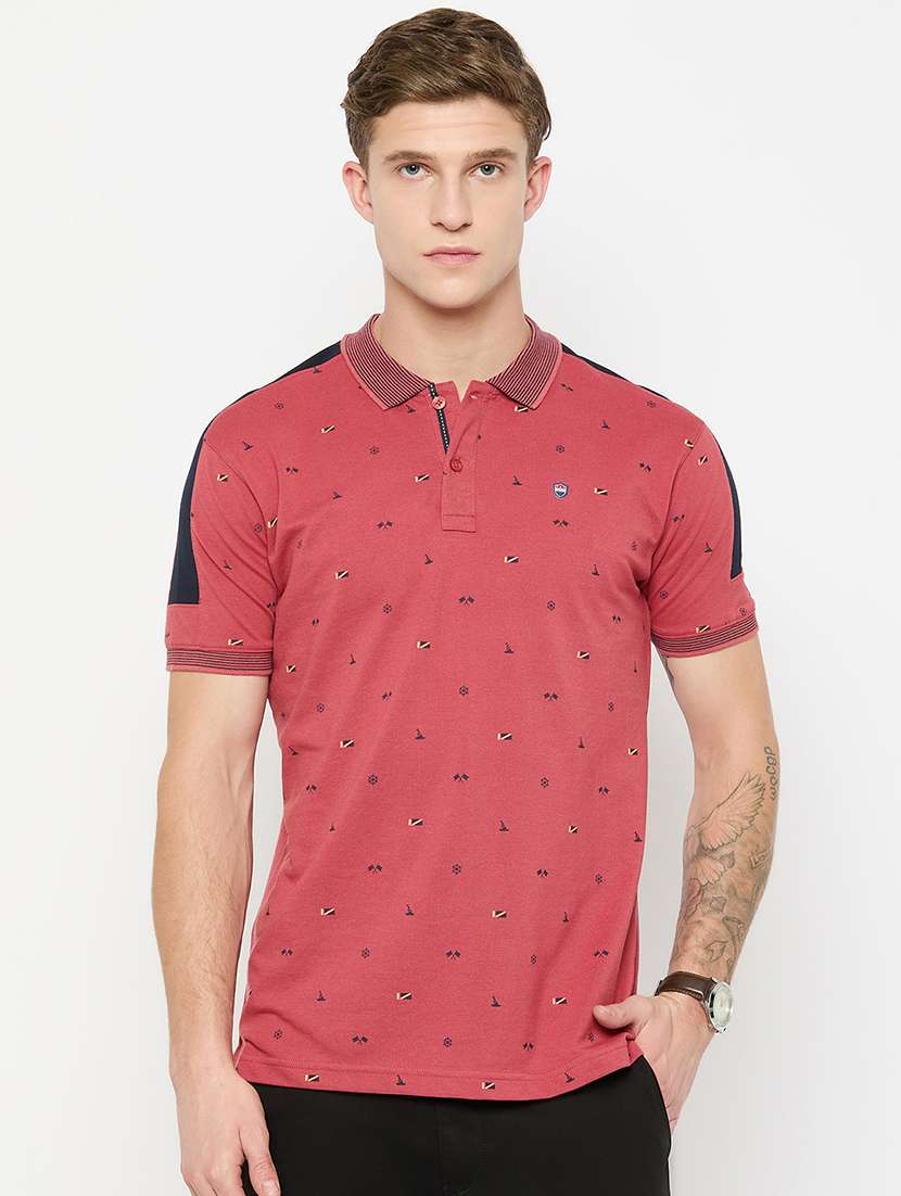 men printed short sleeves polo t-shirt