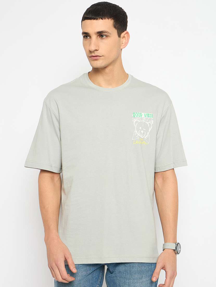 men front & back print short sleeves oversized t-shirt