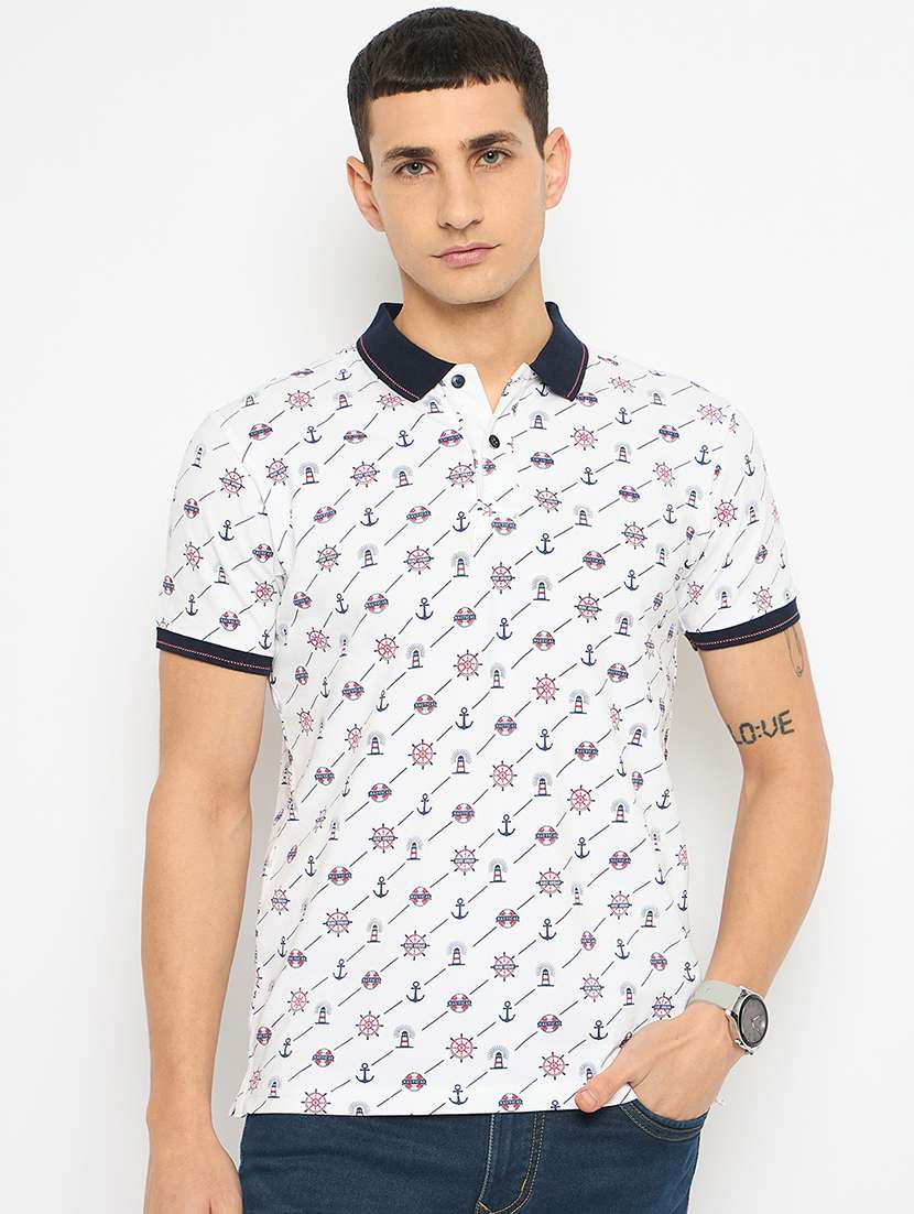 men printed short sleeves polo t-shirt