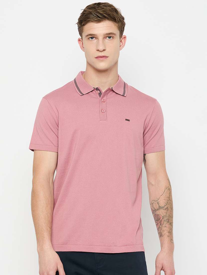 men solid short sleeves polo t-shirt