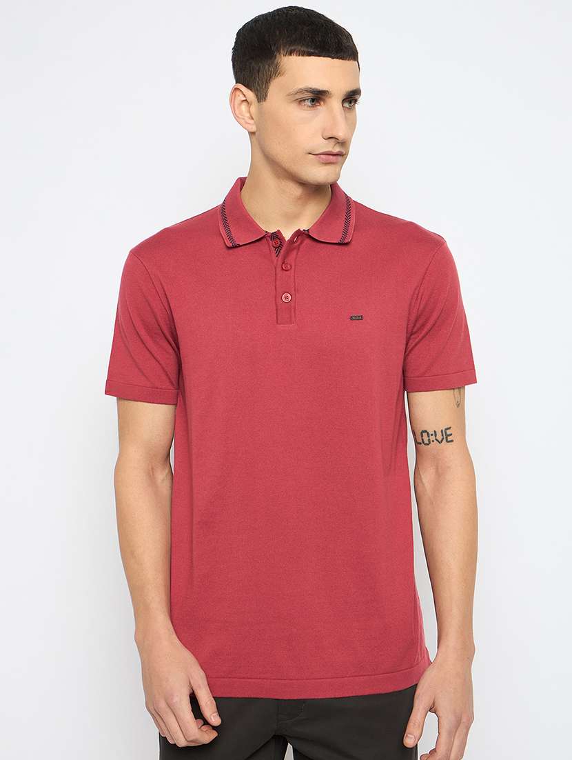 men solid short sleeves polo t-shirt