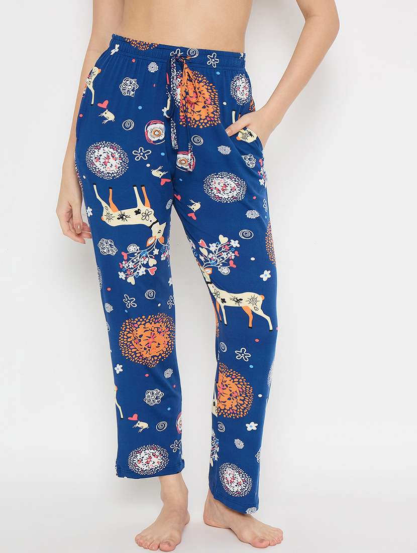 women printed mid rise pajama