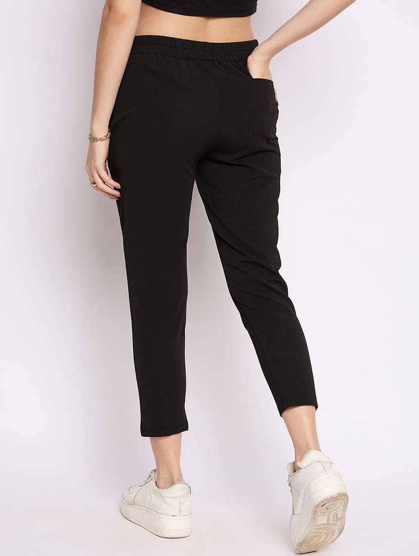 women solid mid rise calf length trouser - 21791309 -  Standard Image - 3