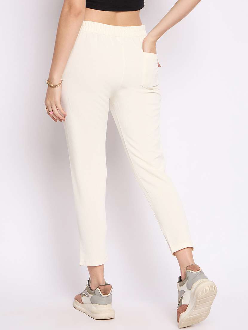 women solid mid rise cigarette pants  - 21791310 -  Standard Image - 3