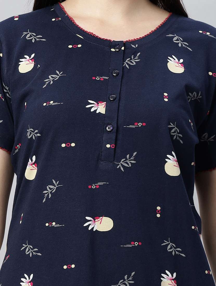 women printed short sleeves nighty - 21791406 -  Standard Image - 5