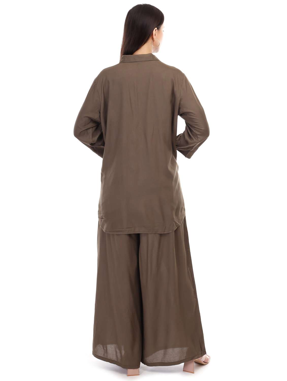 women solid shirt and trouser co-ord set - 21791434 -  Standard Image - 3