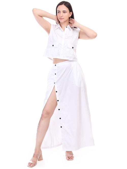 women solid top and skirt co-ord set - 21791440 - Standard Image - 0