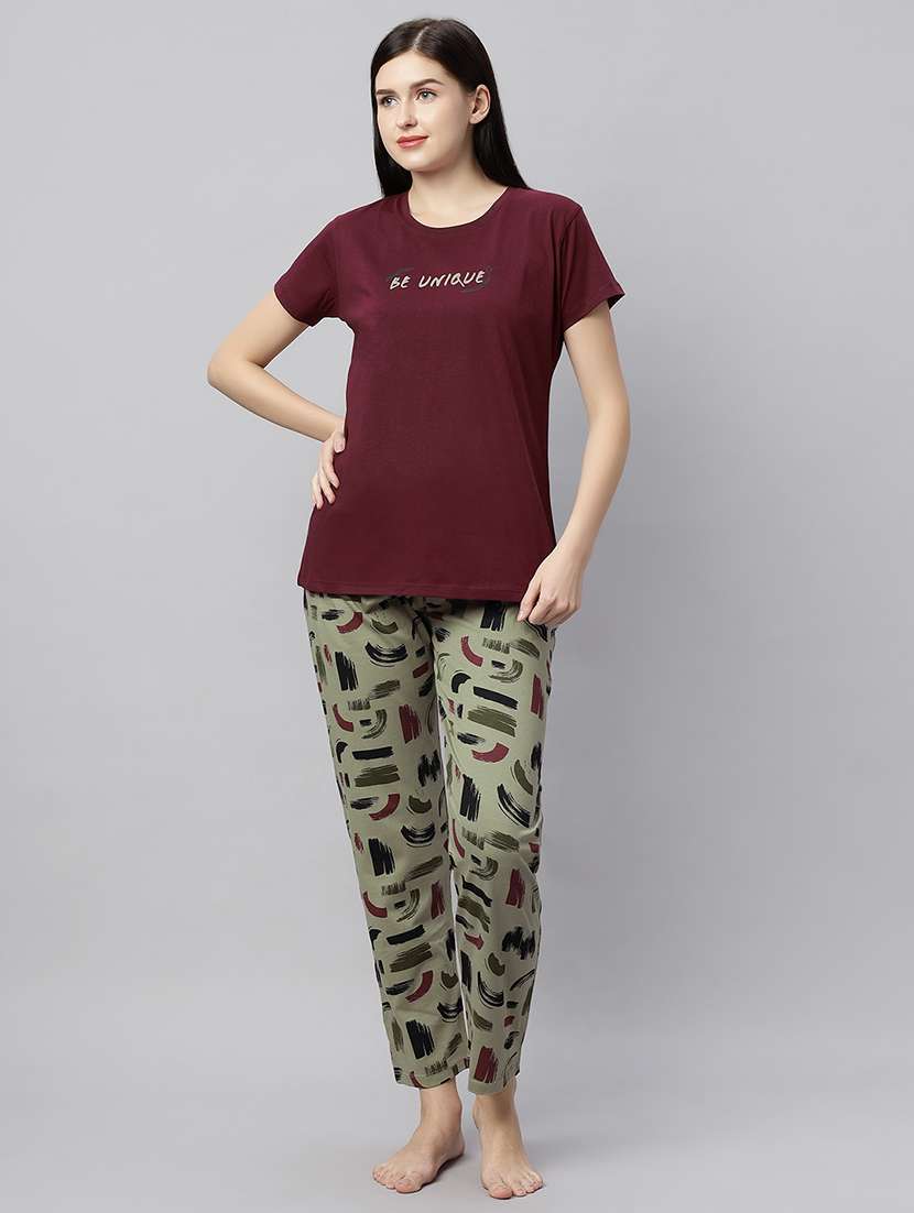 women printed nightwear pyjama set