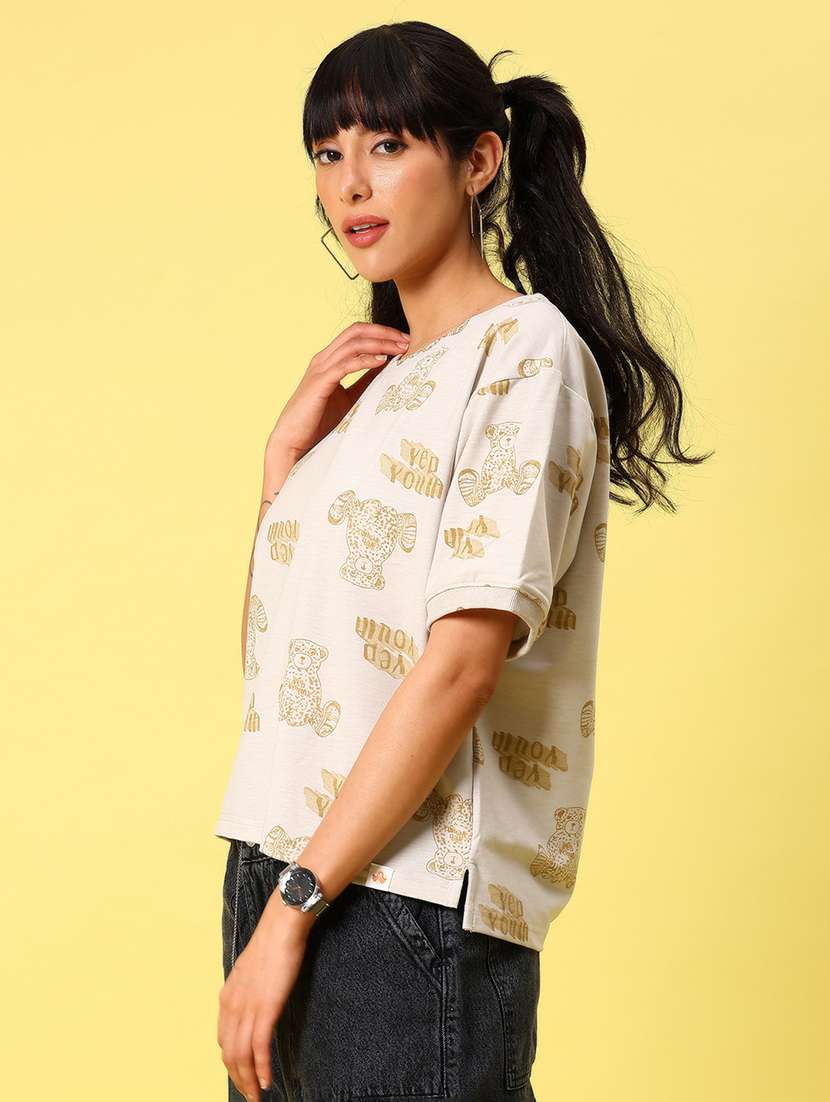 women printed short sleeve regular fit t-shirt - 21792825 -  Standard Image - 3