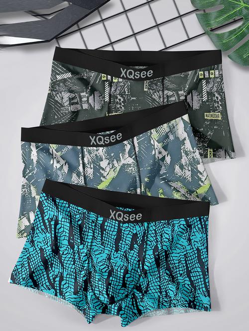 men pack of 3 printed low rise trunks brief - 21793207 - Standard Image - 0