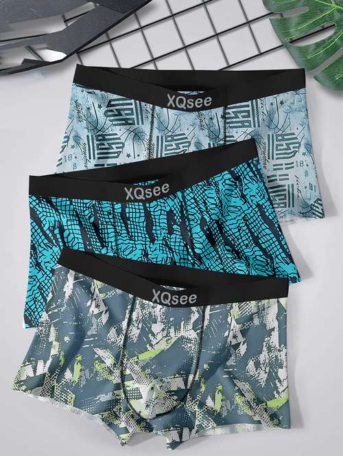 men pack of 3 printed low rise trunks brief - 21793210 - Standard Image - 0