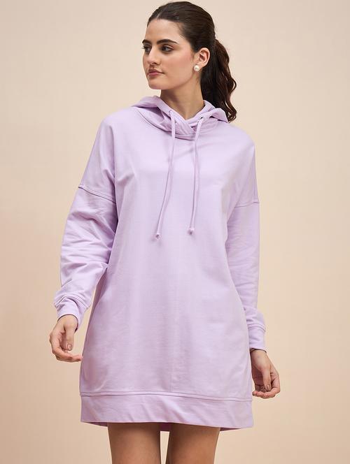 women solid long sleeves hooded dress - 21793250 -  Standard Image - 0