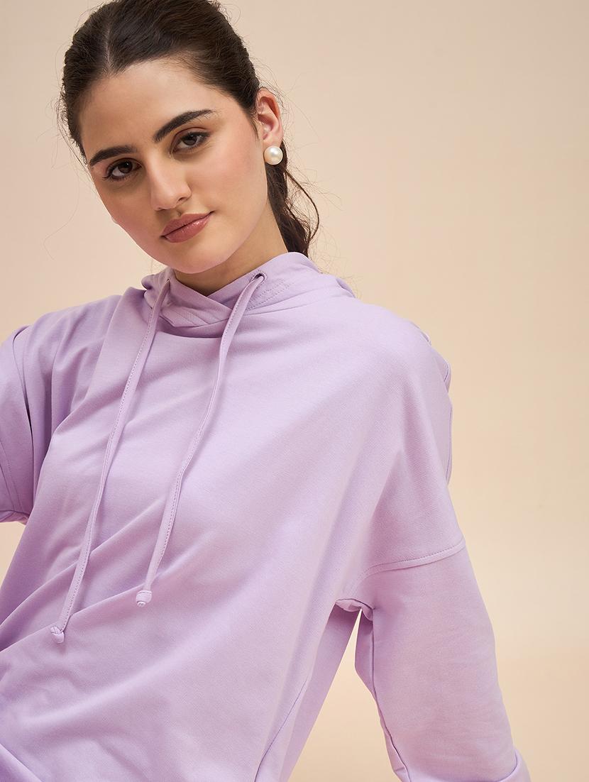 women solid long sleeves hooded dress - 21793250 - Standard Image - 5