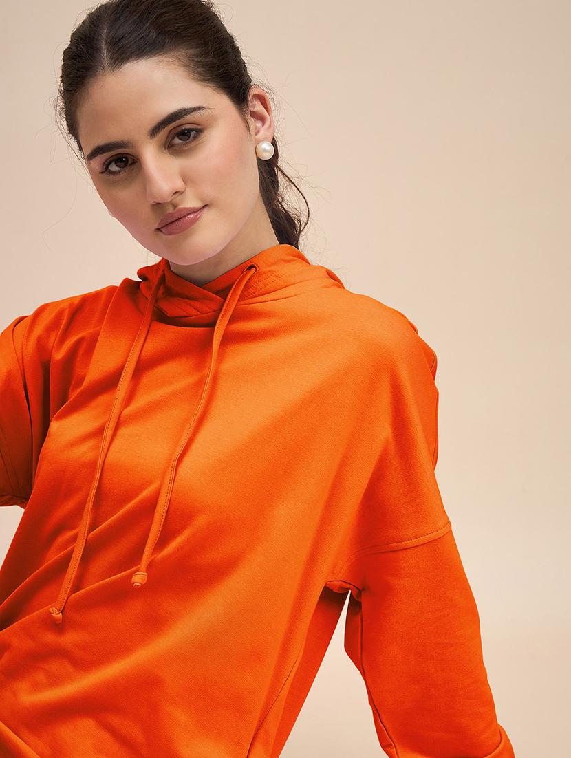 women solid long sleeves hooded dress - 21793251 - Standard Image - 5