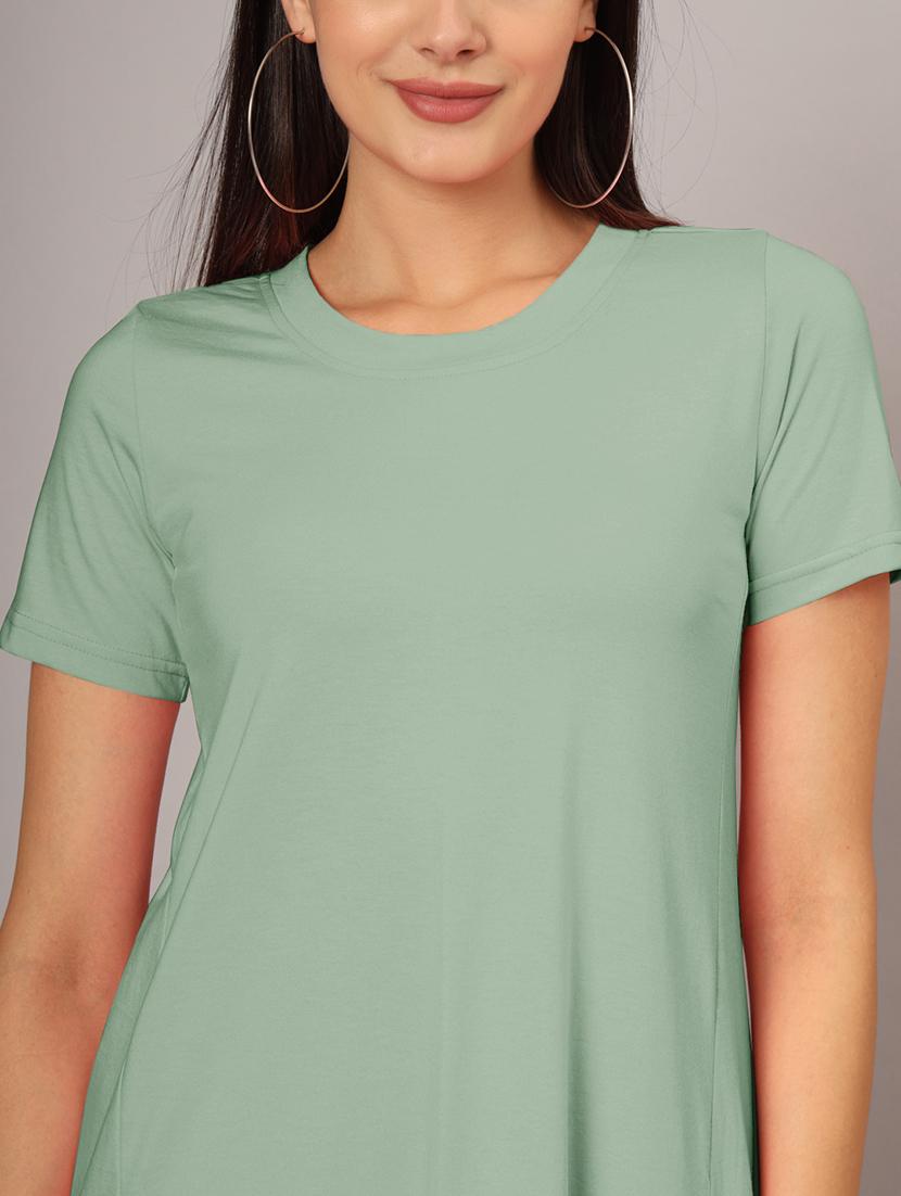 women solid short sleeves a-line dress - 21793257 - Standard Image - 5