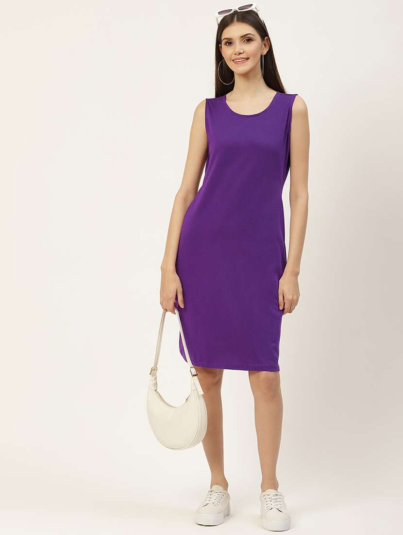 women solid sleeveless bodycon dress