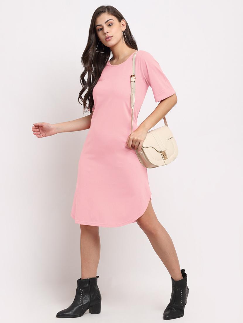 women solid short sleeves shift dress - 21793269 - Zoom Image - 0