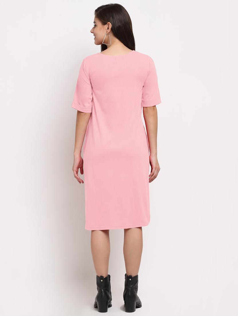 women solid short sleeves shift dress - 21793269 - Standard Image - 3